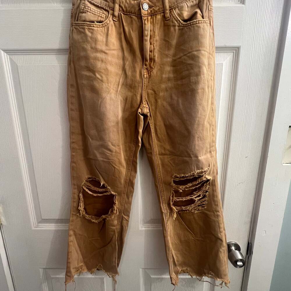 Vervet Leslie 90's Vintage Flare Distressed Crop Jeans SIZE 26
